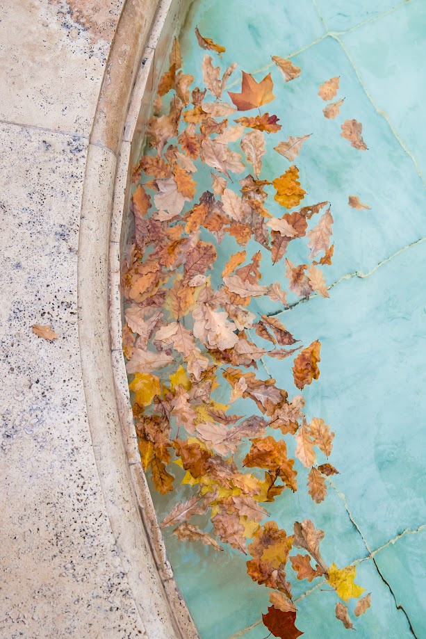 Close up of outdated pool with cracked tiles and worn edges, needing complete refurbishing.